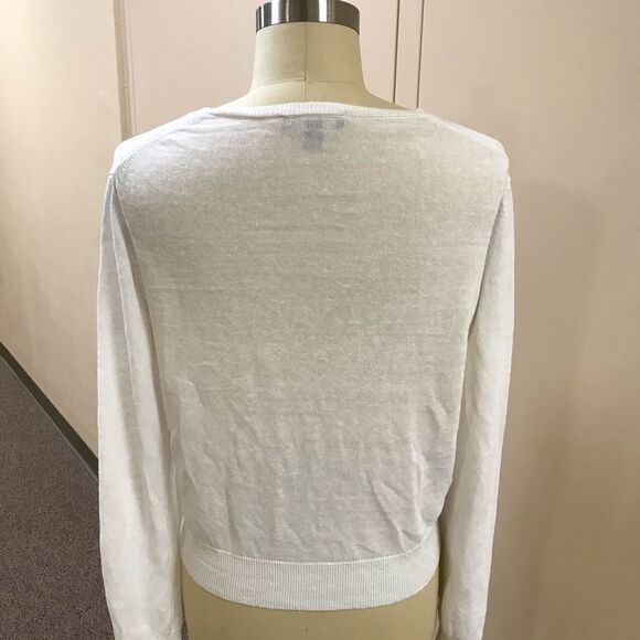 ANN TAYLOR Women's White Button-Up Cardigan - Picture 2 of 5